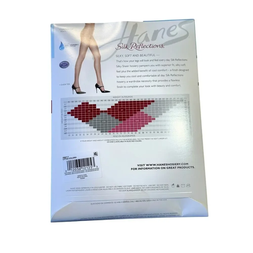 Hanes Silk Reflections Sheer Hosiery - Nude/Tan Size EF - Buff & Little Color